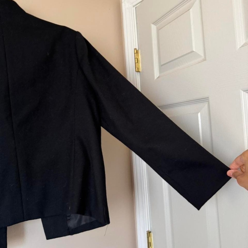 Black 100% Wool Jacket Button Chore Coat Blazer - Picture 7 of 7